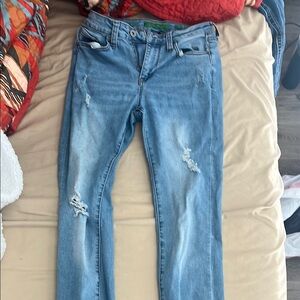 Blue Skinny Jeans with Distressed Details